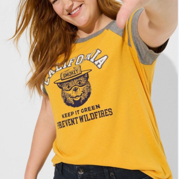 Torrid Smokey‎ Bear Classic Fit Cotton Varsity Boat Neck Tee - Medium - Picture 2 of 6